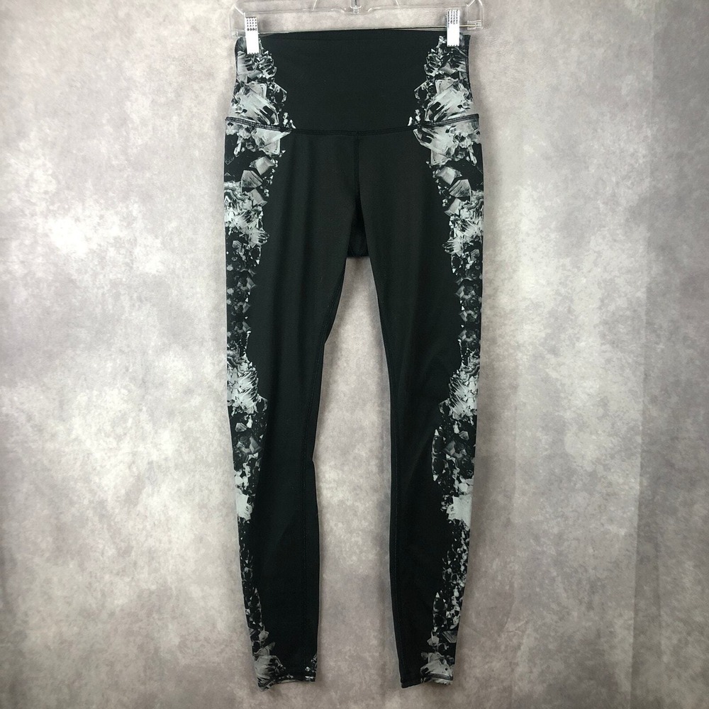 Alo Yoga Leggings Pants Womens XS Gray White Abstract Pattern Full‎ Length